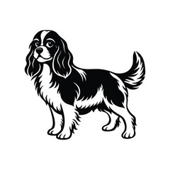 Detailed Cavalier King Charles Spaniel Silhouette Graphic Art