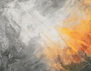 Abstract Gray and Orange Textured Painting