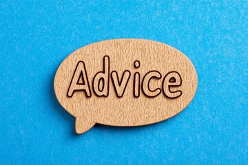 A minimalist illustration of a speech bubble with the word "Advice" in bold letters