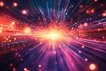 Obraz premium Bright bursts of light creating a vibrant cosmic effect