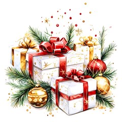 Celebrate the joy of christmas with beautifully wrapped gift boxes surrounded by festive decor