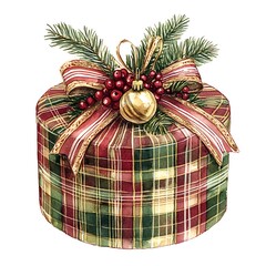 Discover the joy of the holidays with a beautifully decorated christmas gift box surrounded by festive elements