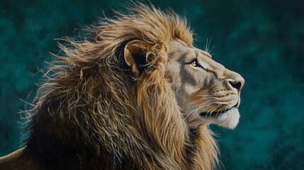 Close-up of the head and shoulders of an African lion