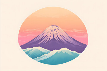 Symbolic design of Mt. Fuji shining in the morning glow