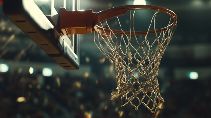 Close-Up of Basketball Hoop in Stadium