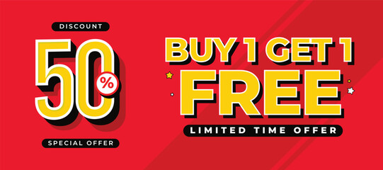 Buy 1 get 1 free and discount special offer design template