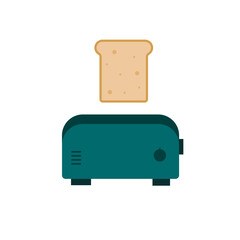 A toaster with toast flat design vector illustration. Retro design element for kitchen