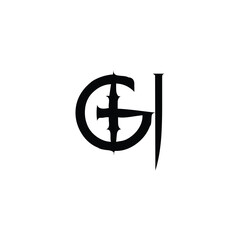 Obraz premium GJ monogram logo design letter text name symbol monochrome logotype alphabet character simple logo