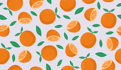 Cute orange fruits pattern background vector design
