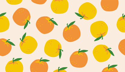 Cute orange fruits pattern background vector design