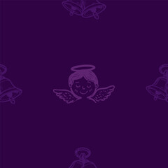 Seamless Christmas cute angels  vector pattern for festive design	
