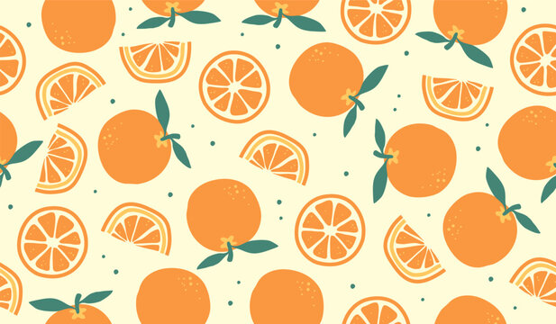 Cute orange fruits pattern background vector design