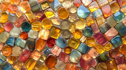 A mosaic of colorful sunstone cabochons, their warm golden hues reminiscent of the sun's rays.