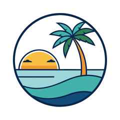 Beach view logo design template