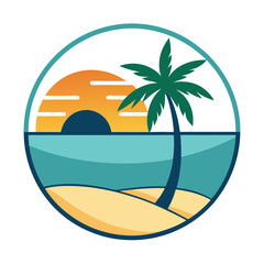 Beach view logo design template
