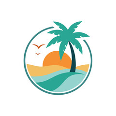 Fototapeta premium Beach view logo design template