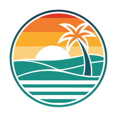 Beach view logo design template