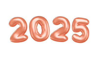 3d bubble numbers 2025. Christmas and New Year letters. Cartoon balloon symbol. Glossy elements. Vector illustration.