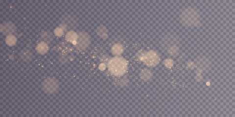 Gold dust light png. Bokeh glow lights lights background effect. Christmas background glowing dust Christmas glowing lights bokeh light confetti and glitter texture overlay for your design.	