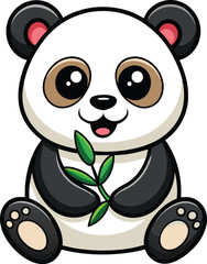 Obraz premium Adorable Panda Cub with Bamboo