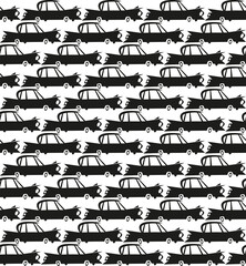 Seamless pattern of black cars 