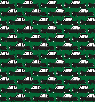 Seamless pattern of black cars 
