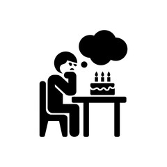 Thinking man with cake icon