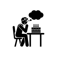 Fototapeta premium Sad man with cake icon