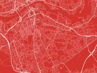 Christmas Map of Gateshead, United Kingdom in Snowy White on Festive Red Background.