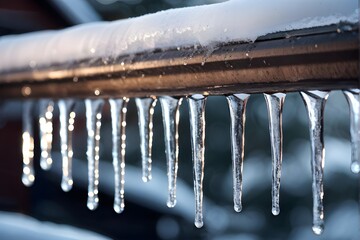 Eiszapfen an einer Dachrinne