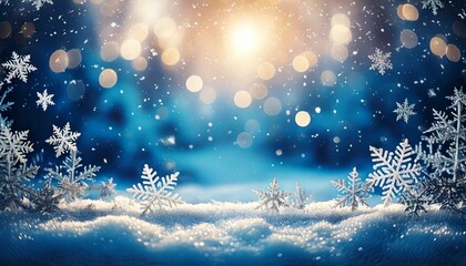 Flocons de Neige sur Fond Bokeh avec Espace Texte &ndash; Ambiance F&eacute;&eacute;rique de No&euml;l