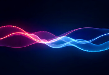 Vibrant Pink and Blue Light Waves on Dark Background