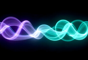 Teal and Purple Flowing Light Waves