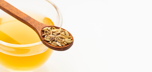 Medicinal hot fennel tea - Foeniculum vulgare infusion.