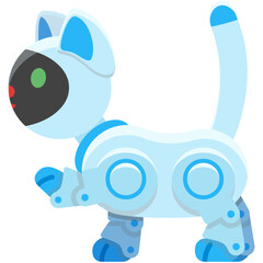 Robot cat vector animal cyber toy icon flat illustration