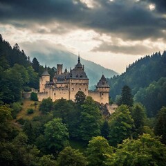 Fototapeta premium A dark, gothic castle in the kingdom of Orgund, a sinister world ruled by cruelty and evil