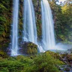 Fototapeta premium Majestic waterfall cascading into a pool 