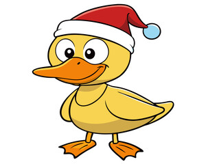 Festive Cartoon Duck with Santa Hat