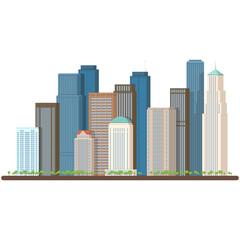City building skyline, cityscape view vector icon