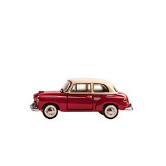 Obraz premium A Classic Red and Cream Mini Car Model Perfect for Vintage Enthusiasts, Showcasing Exceptional Detailing and Polish, Evoking Nostalgia and Love for Timeless Automobiles.