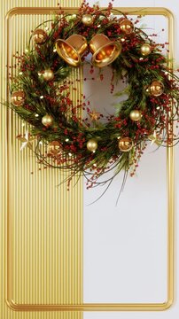 Christmas Wreath On Wall motion footage for festival films and cinematic in celebrate scene. Also good background for scene and titles.
