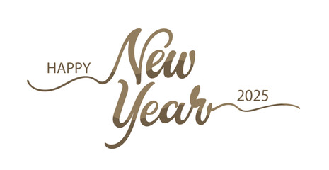 2025 - Happy new year - hand drawn doodle lettering quote. Lettering for t-shirt design, mug print, bag print, clothes fashion. 100% hand drawn vector image.