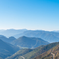 Naklejka premium Majestic Mountain Landscape in the Vercors with Blue Sky and Space for Text