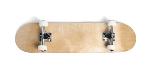One modern skateboard isolated on white, top view © New Africa