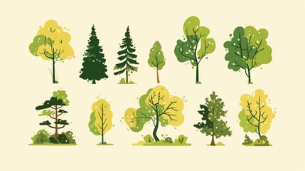 Green Plan Tree Sticker Icon for Environmental Designs and Projects