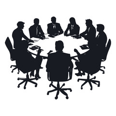 Fototapeta premium Business Meeting Silhouettes Around a Conference Table