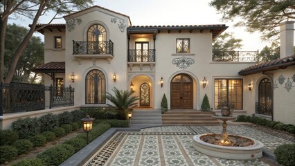 Obraz premium Elegant vintage-inspired duplex with ornate architectural details