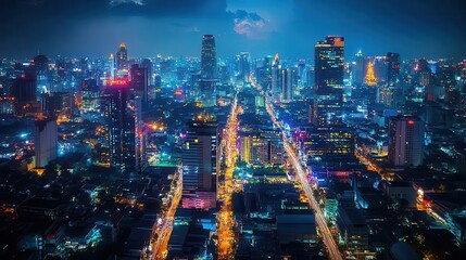 Urban cityscape with vibrant nightlife for tourists
