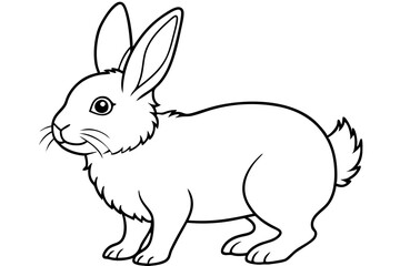 Adorable Black and White Rabbit Illustration, Line Art, Simple Drawing