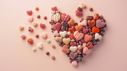 Playful Heart-Shaped Candy Arrangement